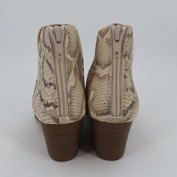 SO Womens 8 BARB Bone Snake Print Faux Leather Cut Out Ankle Booties Boots NEW - Picture 5 of 14